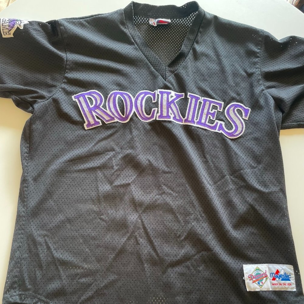 Majestic Diamond Collection  Black 1998 Colorado Rockies All-star Mesh jersey